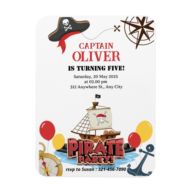 Einladungskarte für das Schiff Nautic Pirate Sea z Magnet (Vertikal)