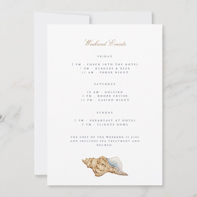 Einladungskarte für das Tropical Beach Bachelor Einladung (Rückseite)