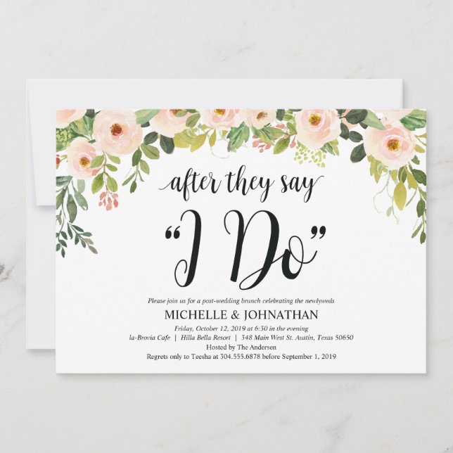 Einladungskarte für den eleganten Blush Post Weddi Einladung (Vorderseite)