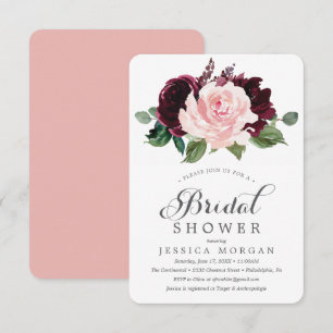 Einladungskarte für die Dusche Burgundy Bridal Einladung
