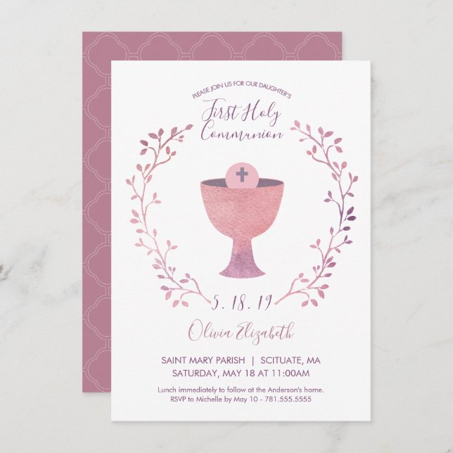 Einladungskarte für die erste heilige Kommunion ei Einladung (Vorne/Hinten)