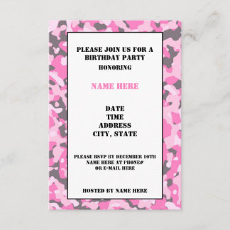 Einladungskarte für die Geburtstagspartei Pink Cam Einladung