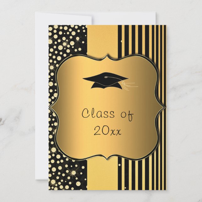 Einladungskarte für die Luxury Gold Graduation Par (Rückseite)