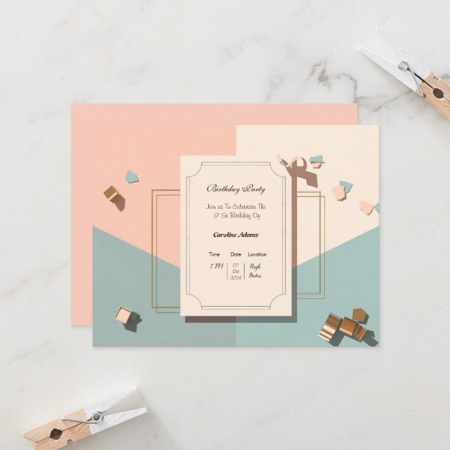 Einladungskarte für die Minimalistische Post Paste Einladung (Vorderseite/Rückseite Beispiel)