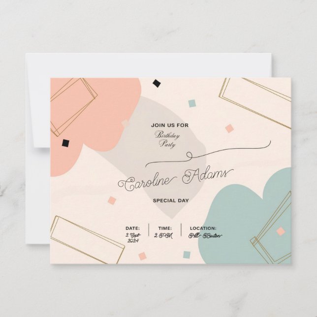 Einladungskarte für die Minimalistische Post Paste Einladung (Vorderseite)