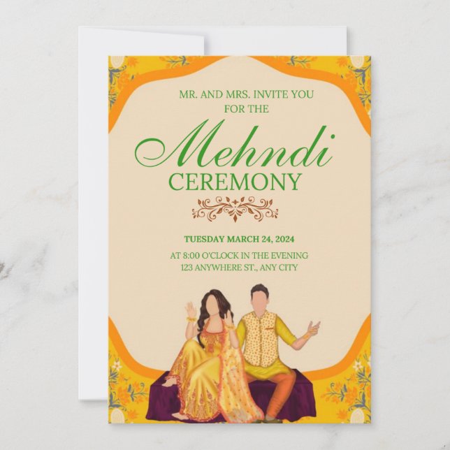 Einladungskarte für Elegant Mehndi Einladung (Vorderseite)