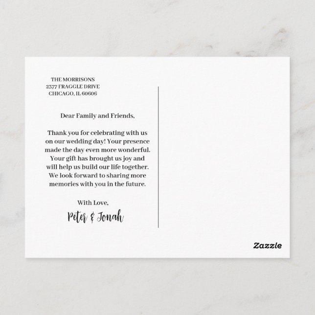 Einladungskarte für Familie und Freunde (Rückseite)