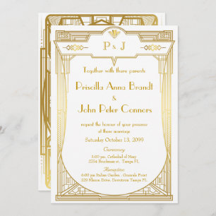 Einladungskarte für Hochzeiten, Great Gatsby, Gold Einladung