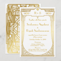 Einladungskarte für Hochzeiten, Großer Gatsby, Gol