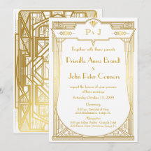 Einladungskarte für Hochzeiten, Großer Gatsby, gol