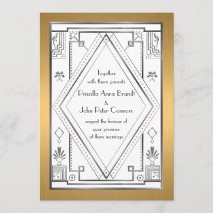 Einladungskarte für Hochzeiten, Großer Gatsby, Sil Einladung