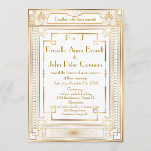 Einladungskarte für Hochzeiten, Großer Gatsby, wei Einladung