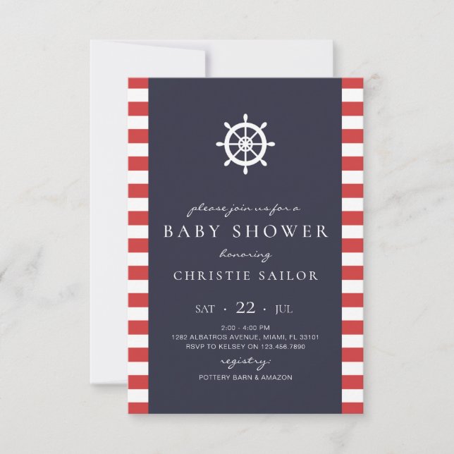 Einladungskarte für Nautical Baby Shower Einladung (Vorderseite)