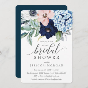 Einladungskarte für Navy Blooms Bridal Einladung