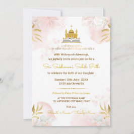 Einladungskarte für Pink & Gold Sukhmani Sahib Pat Einladung