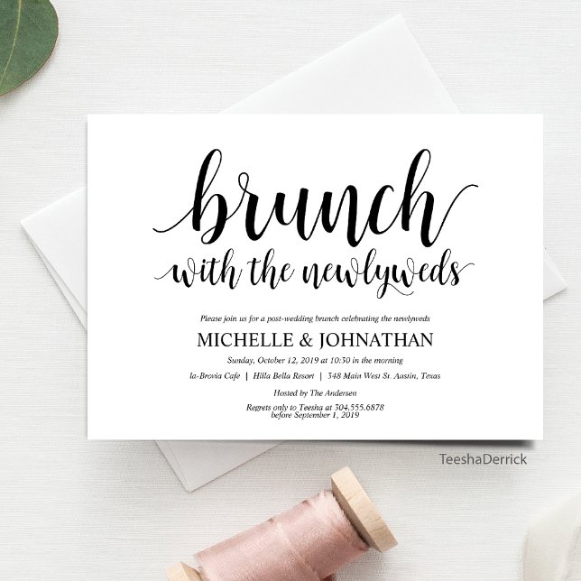 Einladungskarte für rustikale Post-Hochzeit Einladung (Brunch With The Newlyweds, Post Wedding Elopement Celebration Invitation Card)