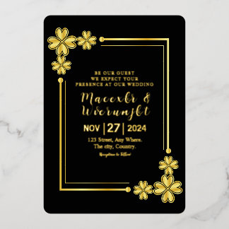 Einladungskarte Hochzeitskarte Luxus Goldene Folie Folieneinladung