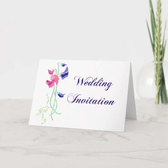 Einladungskarte "Sweet Pea" für Hochzeiten (Vorderseite)
