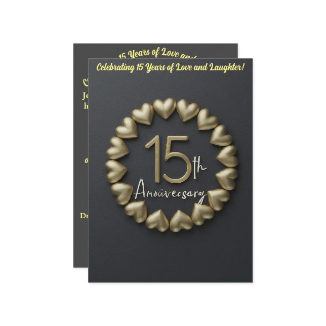 Einladungskarte zum 15. Hochzeitstag (Vorderseite/Rückseite Beispiel)