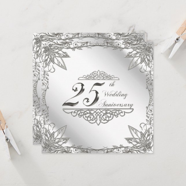 Einladungskarte zum 25. Hochzeitstag Einladung (Vorderseite/Rückseite Beispiel)