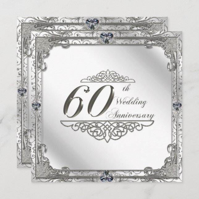Einladungskarte zum 60. Hochzeitstag Einladung (Vorne/Hinten)