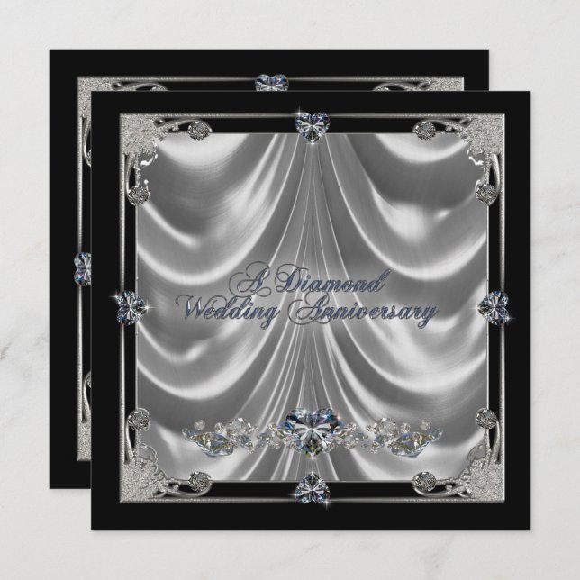 Einladungskarte zum 60. Hochzeitstag Einladung (Vorne/Hinten)