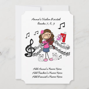 Einladungskarte zum Violinrezital von Anna 7, 8, 9 Einladung