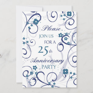 Einladungskarte zur 25-Jahr-Feier von Blue Swirls Einladung