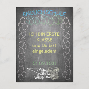 Einladungskarte zur Einschulung im Tafelstil
