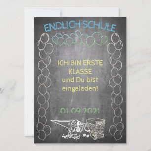 Einladungskarte zur Einschulung im Tafelstil