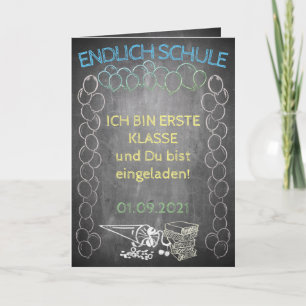 Einladungskarte zur Einschulung im Tafelstil