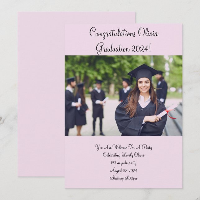 EINLADUNGSPINNEN DER CUSTOM FOTO GRADUATION PARTY EINLADUNG (Vorne/Hinten)