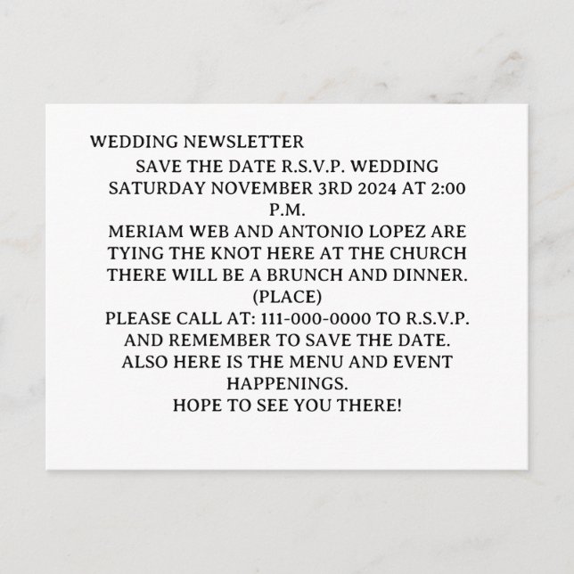 Einladungspostkarte (Vorderseite)