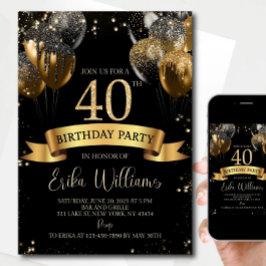 Einladungsvorlage zum 40. Geburtstag: Schwarzer Go Einladung