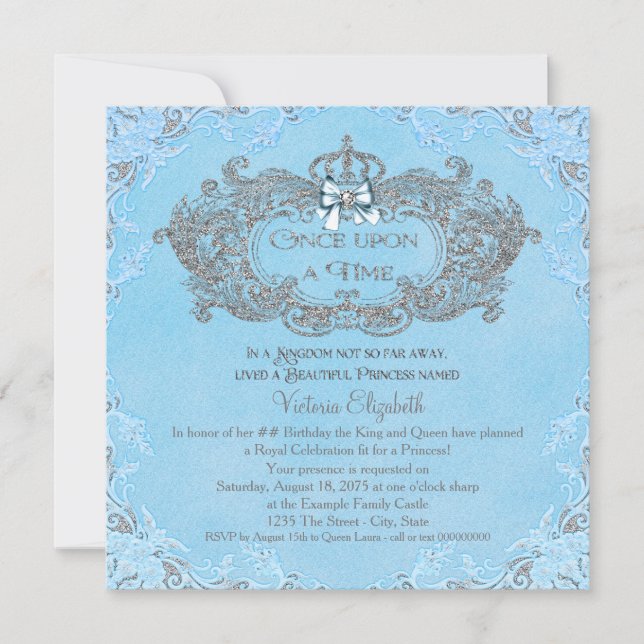 Einmal Aschenputtel Prinzessin zum Geburtstag Einladung (Vorderseite)