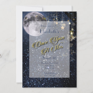 Einmal auf einem Stern Sweet 16 Vollmond Gold Einladung