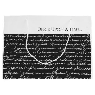 Einmal in der Geschichte Schwarz-weiß handgeschrie Große Geschenktüte