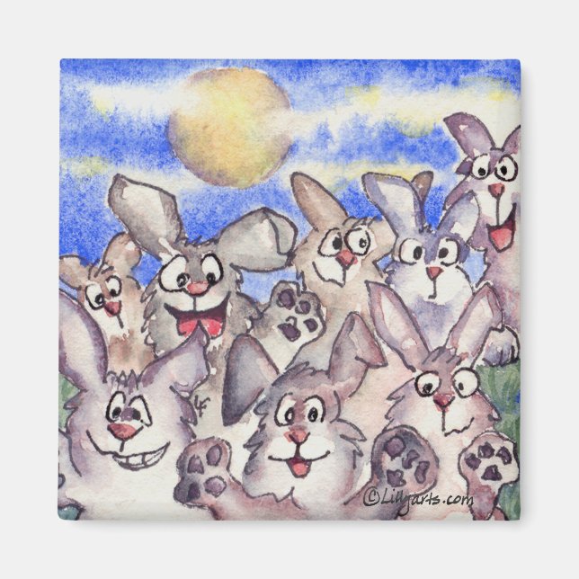 Einmal in einem Bunny Moon Cartoon Rabbit Magnet (Vorne)