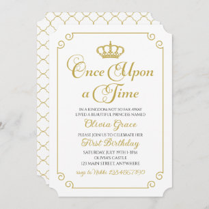 Einmal in einer Zeit Gold Prinzessin Geburtstagsau Einladung
