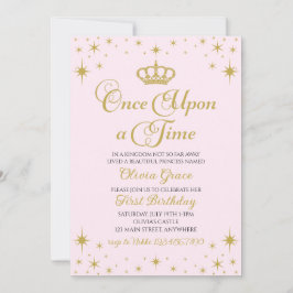 Einmal in einer Zeit Gold Prinzessin Geburtstagsau Einladung
