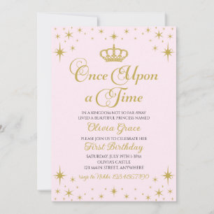 Einmal in einer Zeit Gold Prinzessin Geburtstagsau Einladung