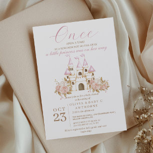 Einmal in Rosa Burg Princess Baby Dusche Einladung