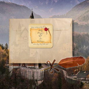 Einmal mittelalterliches Scroll Wax Siegel Quadratischer Aufkleber