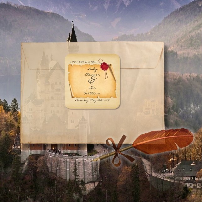 Einmal mittelalterliches Scroll Wax Siegel Quadratischer Aufkleber (Von Creator hochgeladen)