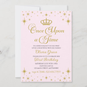 Einmal Prinzessin Gold Geburtstagseinladung Einladung