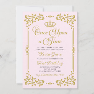 Einmal Prinzessin Gold Geburtstagseinladung Einladung