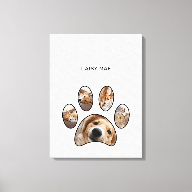 Einmalcute Paw Print Custom PET Foto Collage Leinwanddruck (Vorderseite)