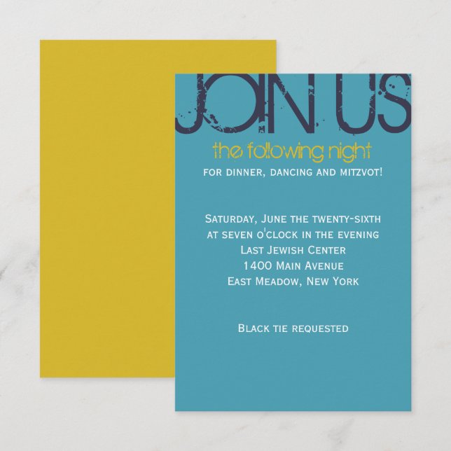 Einmalige Bar Bat Mitzvah-Party-Karte Einladung (Vorne/Hinten)