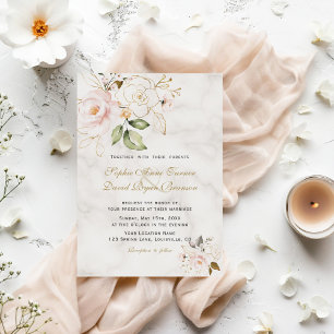 Einmalige Blush-Blume-Hochzeit Einladung