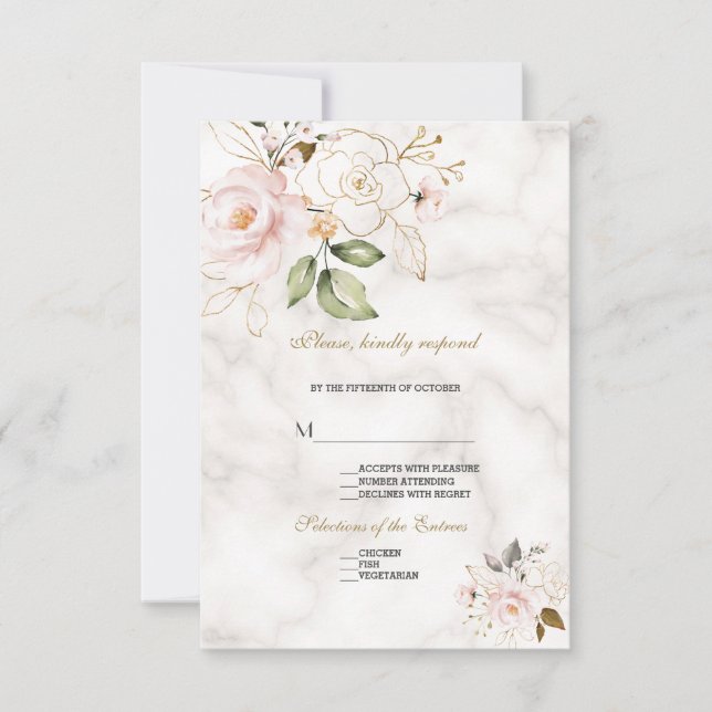 Einmalige Blush-Blume-Hochzeit RSVP Karte (Vorderseite)